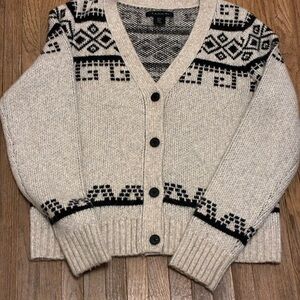 Tahari Cream and Black Knit Cardigan